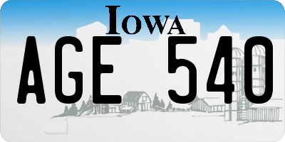 IA license plate AGE540