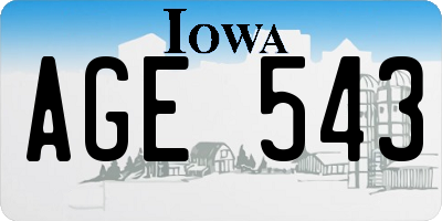 IA license plate AGE543