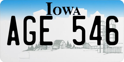 IA license plate AGE546