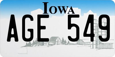 IA license plate AGE549