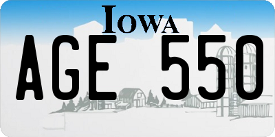 IA license plate AGE550