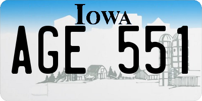 IA license plate AGE551
