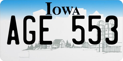 IA license plate AGE553