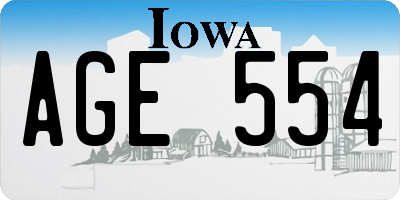 IA license plate AGE554