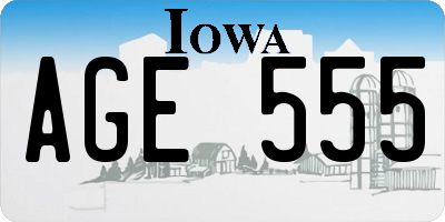 IA license plate AGE555