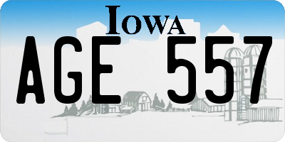 IA license plate AGE557