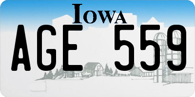 IA license plate AGE559