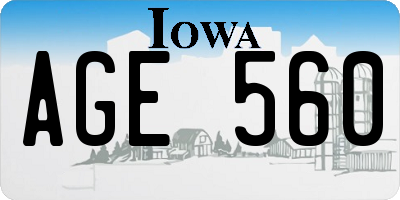 IA license plate AGE560