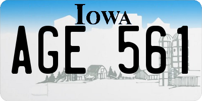 IA license plate AGE561