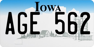 IA license plate AGE562