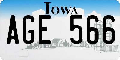 IA license plate AGE566