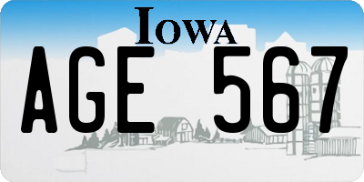 IA license plate AGE567