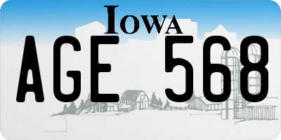 IA license plate AGE568