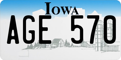 IA license plate AGE570
