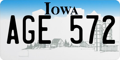 IA license plate AGE572