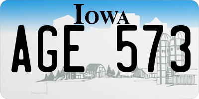 IA license plate AGE573