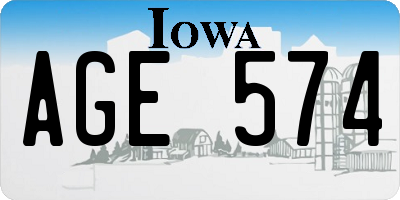 IA license plate AGE574