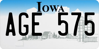 IA license plate AGE575