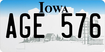 IA license plate AGE576
