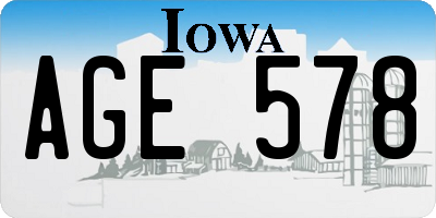 IA license plate AGE578