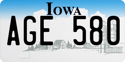 IA license plate AGE580