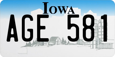 IA license plate AGE581