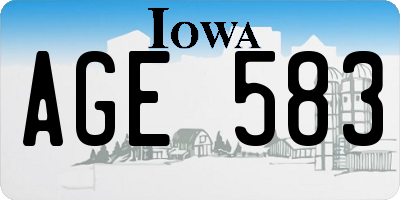 IA license plate AGE583