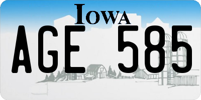 IA license plate AGE585
