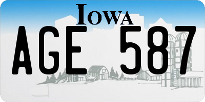 IA license plate AGE587