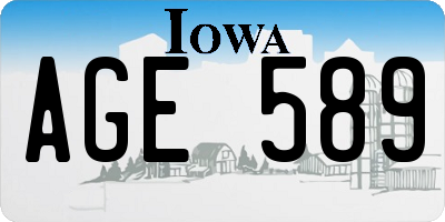 IA license plate AGE589