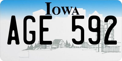 IA license plate AGE592