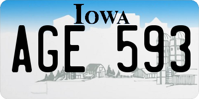 IA license plate AGE593