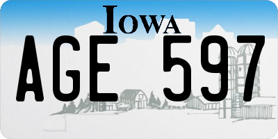 IA license plate AGE597