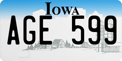 IA license plate AGE599