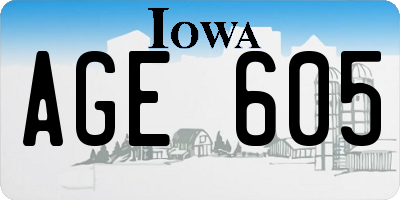 IA license plate AGE605
