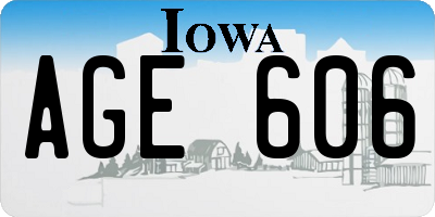 IA license plate AGE606