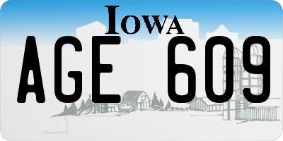 IA license plate AGE609
