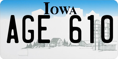 IA license plate AGE610