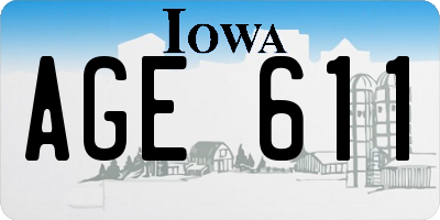 IA license plate AGE611