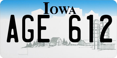 IA license plate AGE612