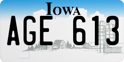 IA license plate AGE613