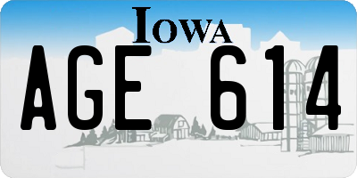 IA license plate AGE614