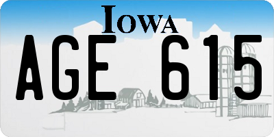 IA license plate AGE615