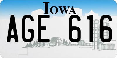 IA license plate AGE616