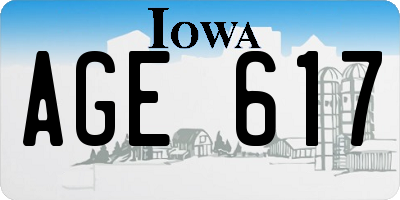 IA license plate AGE617