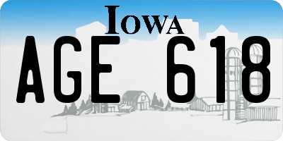 IA license plate AGE618