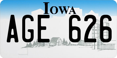 IA license plate AGE626