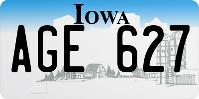 IA license plate AGE627