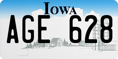 IA license plate AGE628