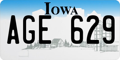IA license plate AGE629